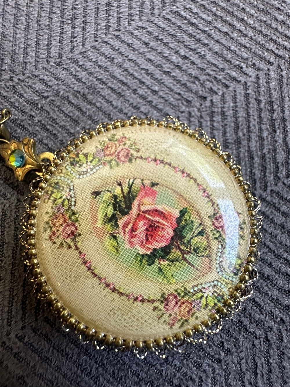 Michal Negrin Gold-tone Layered doubleFloral Locket Necklace - Picture 8 of 9